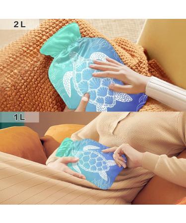 Turtle Sea Hot Water Bottle 1L - Pain Relief for Headaches Back Pain & Cold Hands/Feet - Cozy Cover Included - Buy Online on GoSupps.com