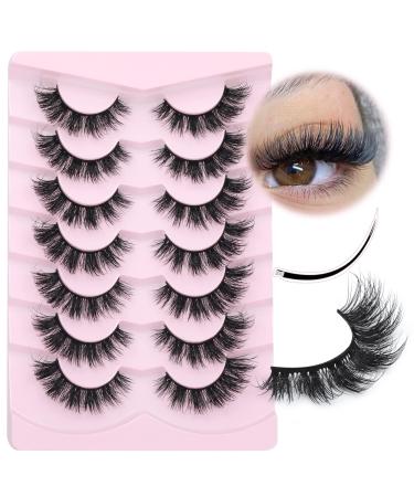 Mink Lashes Natural Look False Eyelashes Fluffy Flat Eyelashes 3D Mink Lashes Wispy Strips Lashes 7 Pairs Multipack by Focipeysa - Buy Online on GoSupps.com