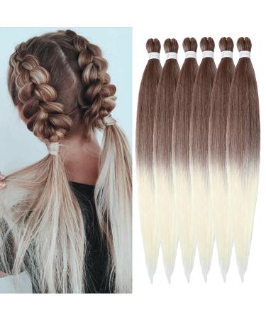 Easy Braid Pre Stretched Braiding Hair 32 Inch 6packs Natural Hair Kanecalon Braiding Hair Yaki Texture Free Hot Water Setting Braid Crochet Hair Extensions (32 Inch 30-613#) 81cm-32 inches (6 Pack) 30-613#