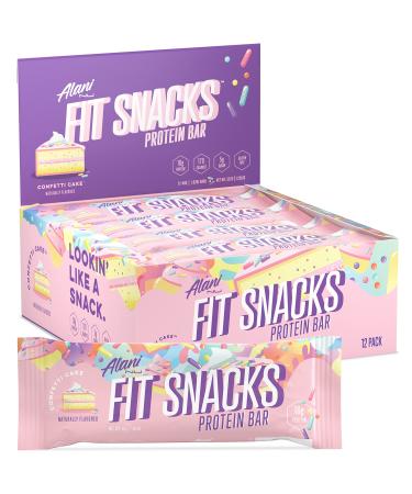 Alani Nu Fit Snack Protein Bar, Gluten-Free Bars, 16g Protein, Low-Sugar, Low-Carb, Gluten-Free, Confetti Cake, 12 Servings