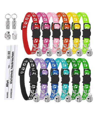 Cat neck band cat neck band with name address cat neck band with safety closure and bell reflective collar cat adjustable (12 pieces+2 id day)