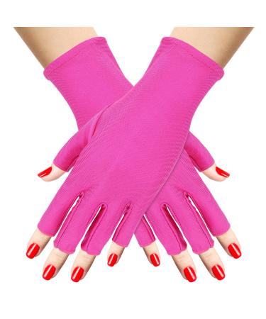 Sibba 1 Pair UV Gloves For Nails Art Light Protection Gel Polish Manicure Care Fingerless Moisturizing Hand Protector Tools Anti-Sun Women (Rose Red) - Buy Online on GoSupps.com