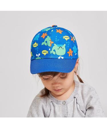 LANGZHEN 100% Cotton Kids Baseball Cap Hat | Adjustable Sun Hat for Boys and Girls | Blue Whale Design | Outdoor Children's Hat - Buy Online on GoSupps.com