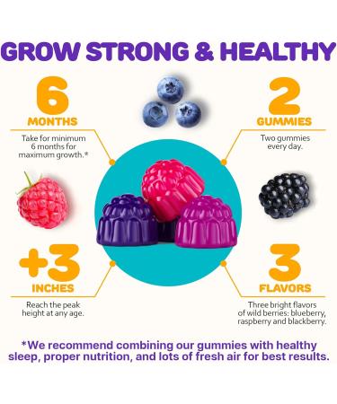 Height Growth Gummies for Kids - Growth Vitamins for Teens Height Increase Multivitamin for Boys & Girls with Calcium Vitamin D C K2 Magnesium Zinc Natural Height Growth Maximizer Supplement 60 PCS Kids Gummies - Buy Online on GoSupps.com