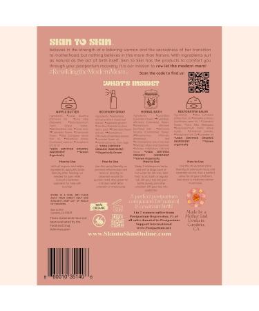 Skin to Skin Postpartum Kit - 4 Piece Set for Postpartum Recovery | Herbal Bath Recovery Spray Restorative Salve & Nipple Butter - Ideal After Birth Care - Buy Online on GoSupps.com