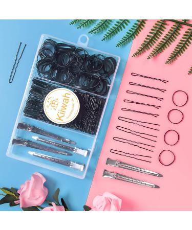 306-Piece Hair Accessories Set - 50 Hairpins 50 U Clips 200 Mini Ties & Silver Duck Clips with Storage Box - Perfect for Women & Girls - Buy Online on GoSupps.com