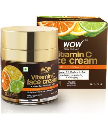 WOW Skin Science Vitamin C Face Cream - Oil Free Quick Absorbing - For All Skin Types - No Parabens Silicones Color Mineral Oil & Synthetic Fragrance 50 ml - Buy Online on GoSupps.com