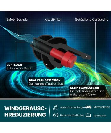 Reusable Ear Plugs for Motorcyclists - Wind Noise Reduction | 2 Pairs in 2 Sizes - Cool Black Hearing Protection - Buy Online on GoSupps.com