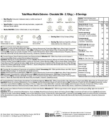 THE PROTEIN WORKS Total Mass Matrix Extreme Protein Powder | Smooth Chocolate | Mass Gain | High Calorie Weight Gain | With Glutamine Creatine and Vitamins | THE PROTEIN WORKS | 2.15kg - Buy Online on GoSupps.com