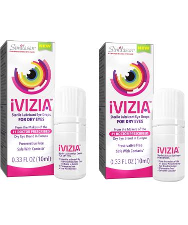 iVIZIA Sterile Lubricant Eye Drops for Dry Eyes Preservative-Free Moisturizing Dry Eye Relief Contact Lens Friendly 0.33 fl oz Bottle -Pack of 2 Unflavored 0.33 Fl Oz (Pack of 2)