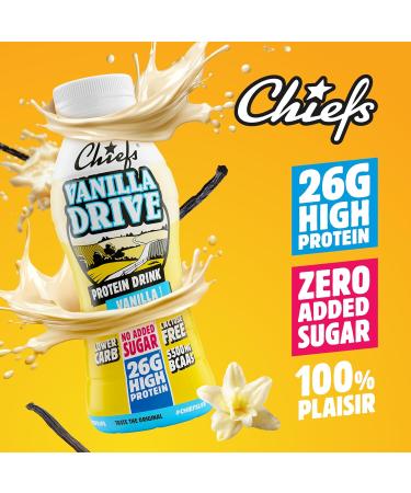 Chiefs Milk Protein Drink avec 26 g de prot ines et BCAA Shake riche en prot ines et faible en glucides sans lactose et sans sucres ajout s 8 x 330 ml (Vanilla Drive) - Buy Online on GoSupps.com