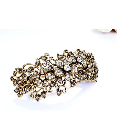Crystal Rhinestone Metal Hair Barrette - Anti-Slip Hair Clamp for Thin & Thick Hair - Rose - Buy Online on GoSupps.com