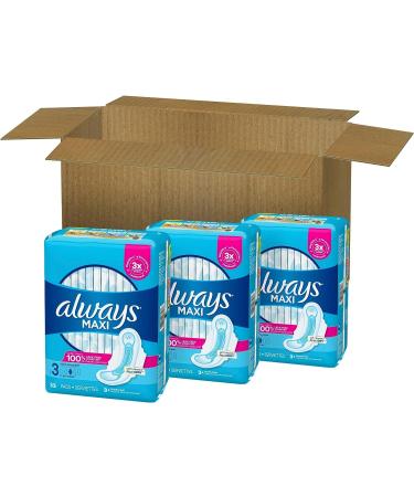 Always Maxi Size 3 Extra Long Super Absorbency Pads with Wings, 99 Count Multipack, Unscented - Pack of 3 - Buy Online on GoSupps.com