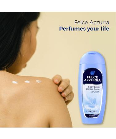 Felce Azzurra Original Body Lotion 250ml - Unique Fragrance Moisturizing with Vitamin E & Almond Oil Dermatologically Tested - International Shipping - Buy Online on GoSupps.com