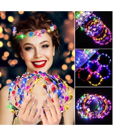 LED Flower Crown Headband - 20 Pcs Luminous Light Up Wreath for Girls, Women - Ideal for Wedding, Festival, Christmas, Halloween Party - Buy Online on GoSupps.com