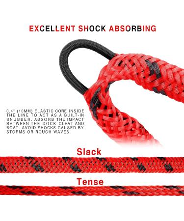 Bungee Dock Line Boat Accessories - 316 Stainless Steel Clip, Red (4ft & 6ft) - Ideal for Pontoon, Jet Ski, Kayak - Buy Online on GoSupps.com
