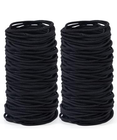 200 Pieces Women's Elastic Hair Bands Hair Scrunchies Bands for Girls 2 mm Black Seamless Elastic for Women Girls and Children