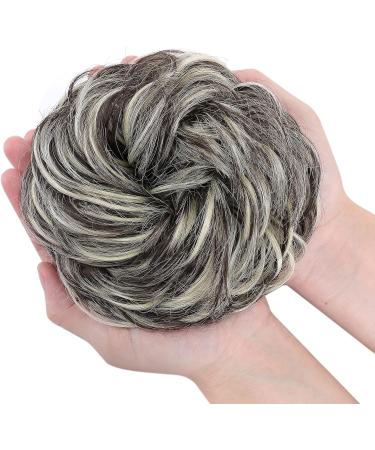 Thick Synthetic Hair Bun Extensions - Medium Brown mix Bleach Blonde - 45g | Updo Scrunchies for Women - Buy Online on GoSupps.com