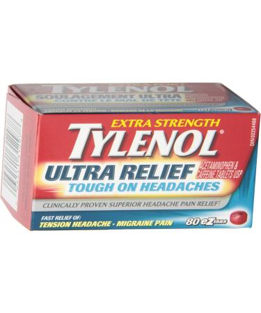 Tylenol Ultra Relief eZTABS with 500 mg Acetaminophen plus 65 mg caffeine for Migraine Pain Relief 80 Tablets 80 Count (Pack of 1) - Buy Online on GoSupps.com
