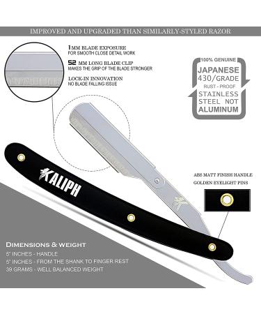 Kaliph Professional Barber Straight Razor Set - 2Pcs Straight Edge Razors with 100 Blades - Salon Quality Men's Cut Throat Razor for Close Shaving (Black/White) - Buy Online on GoSupps.com