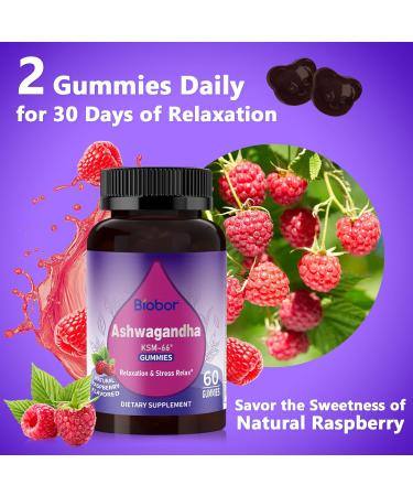 Ashwagandha Gummies KSM-66 Ashwagandha Root Extract with Vitamin D3 Relaxation Support & Immune Support for Adults - GMO Free Gluten Free Raspberry 60 Count (Pack of 1) - Buy Online on GoSupps.com