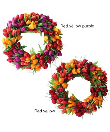 20-Inch Tulip Wreath | Handmade Artificial Floral Garland for Spring & Weddings | Front Door & Home Decor - ZY934541P16F8 - Buy Online on GoSupps.com