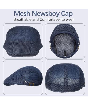 Geyoga Mesh Newsboy Cap Set - Breathable Summer Beret Cap in Light Gray, Navy Blue, Black - Buy Online on GoSupps.com