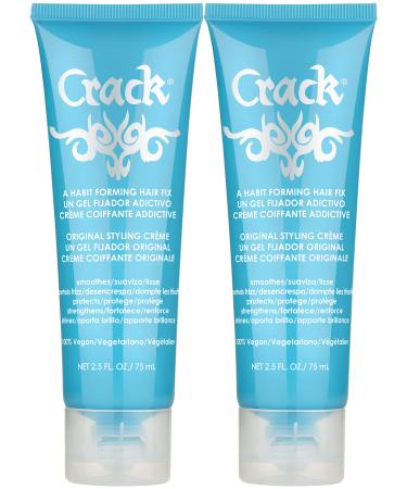 CRACK HAIR FIX Styling Creme - Multi-Tasking Anti-Frizz Leave-In Styling Aid With Protection from Humidity Chlorine Heat Treatments & Sun ( 2.5 Oz / 75 Milliliter - PACK OF TWO )