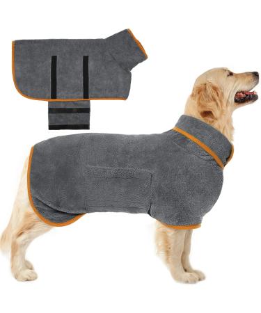 Kuoser dog bemper microfiber dog bathrobe bath towel bathrobe dog extra absorbent adjustable dog towel with Velcro fasten