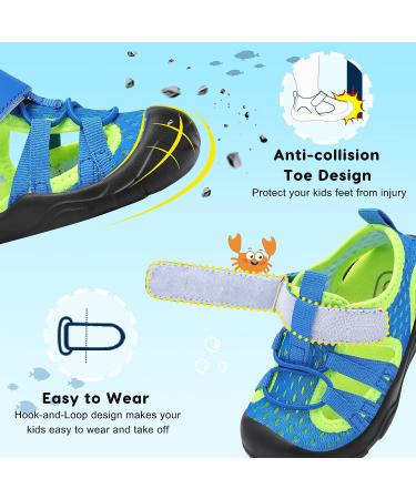 JOINFREE Toddler Water Shoes - Breathable Quick Dry Sneakers for Boys and Girls | Lightweight Barefoot Beach Sandals - 5 Toddler Blue Green - Buy Online on GoSupps.com