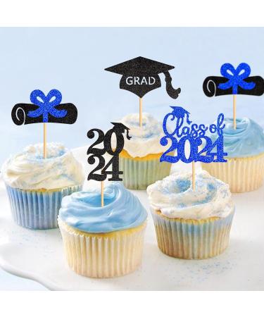 Ercadio 48 Pack 2023 Graduation Cupcake Toppers Black Blue Glitter Grad Cap Diploma Class of 2023 Cupcake Picks for 2023 Graduation Theme Party Cake Decorations Supplies B-grad Blue - Buy Online on GoSupps.com