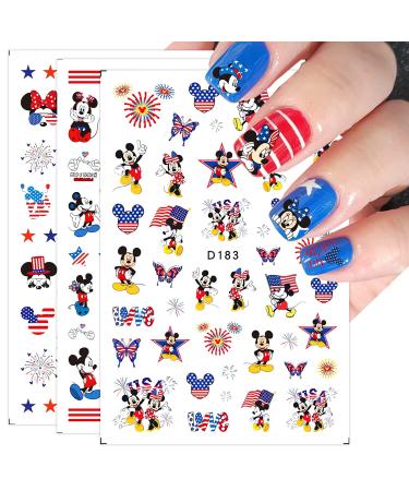 12Pcs 4th of July Nail Art Stickers Red Blue White 3D Self-Adhesive Nail Decals American Flag Designs Nail Decorations Fourth of July Nail Stickers with Designs Holiday DIY Nail Accessories for Women Kids Blue red white