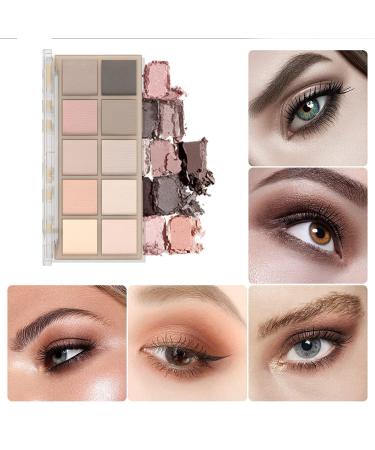 10-Color Matte Nude Eyeshadow Palette - Long-Lasting High Pigment Formula with 3 Brushes (Cement Color) - Buy Online on GoSupps.com