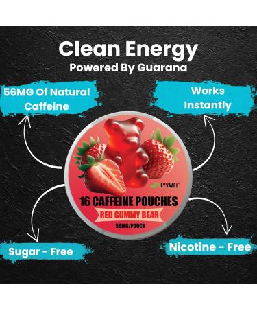 LyvWel 56mg Caffeine Energy Pouches Multi (Peach Watermelon Pink Lemonade Mango Cherry) Clean Energy & Focus Boost with Guarana 5-Pack with 16 Pouches Per Can (80 Total) Variety Pack - Buy Online on GoSupps.com