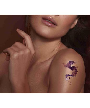 Dopetattoo Phoenix Pink Birds Temporary Tattoos - 6 Sheets for Women - Starrynight Design for Neck, Arm, Chest - Fake Tattoos for Adults - Buy Online on GoSupps.com
