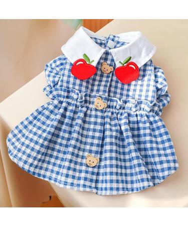 BAEJMJK Dog Plaid Dress - Small Dog/Cat Girl Spring/Summer Princess Dress (Blue, Medium) - Buy Online on GoSupps.com