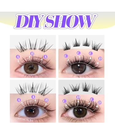 Eyelashes Manga Lashes - DIY Cluster Extensions D Curl & Natural Wispy Styles | Fluffy Individual Eyelash Extensions by LVMixWig L04-Manga - Buy Online on GoSupps.com
