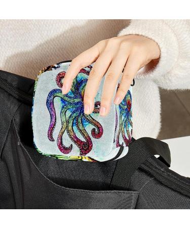 Colorful Octopus Print Napkin Storage Bag | Portable Zippered Pouch for Women & Teen Girls | Perfect for Home & Travel - Buy Online on GoSupps.com