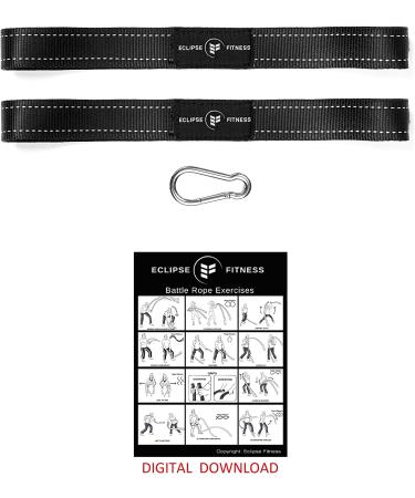 Battle Rope Anchor Strap Kit - Heavy Duty Reinforced Nylon | Easy Setup, Stops Damage | Stainless Steel Carabiner | Exercise Guide - Black/White - Buy Online on GoSupps.com