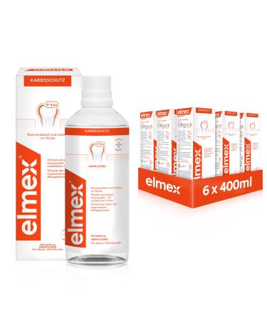 Elmex mouth rinsing caries protection 6x 400ml-antibacterial tooth cleaning without alcohol effectively protects against caries-for daily use with double-active calcium fluoride protective shield