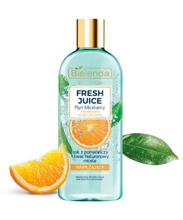 Bielenda Fresh Juice - For Daily Washing And Cleansing Of The Face - Leaves The Skin Matt Normalized And Detoxified-Moisturizing Micellar Liquid With Bioactive Citrus Water Orange Juice - 500 ml