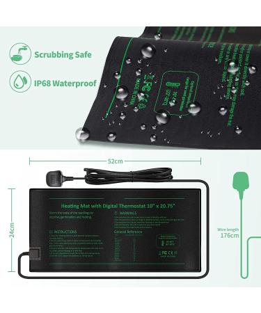 Grenebo Heat Mat for Plants with Big Thermostat 20.75"x10" Durable Waterproof Seedling Heat Mat for Seedlings Brewing & Greenhouse Incubation Reptile Amphibians Pet Mat Warmer Bed Mat 1 Pack-Heat Mat & Thermostat Combo - Buy Online on GoSupps.com