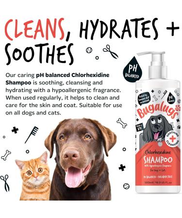 BUGALUGS Dog Shampoo for Itchy Skin Antibacterial And Antifungal Natural Safe Sensitive Formula - Fast Absorbing Skin Cooling First Aid relief For Cuts Grazes Skin Irritation - Buy Online on GoSupps.com