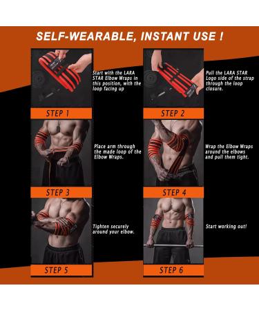 Elbow Wraps for Weightlifting & Powerlifting | Durable 47" Nylon Straps for Men & Women | Enhanced Joint Stability & Injury Recovery - Orange (1 Pair - Buy Online on GoSupps.com