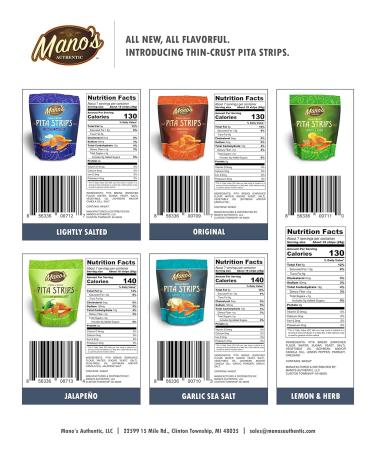 Mano's Authentic Pita Chip Strips Variety Pack - 4 Pack - Original & Lightly Salted - Healthy Thin Bite-Sized Snacks - Buy Online on GoSupps.com