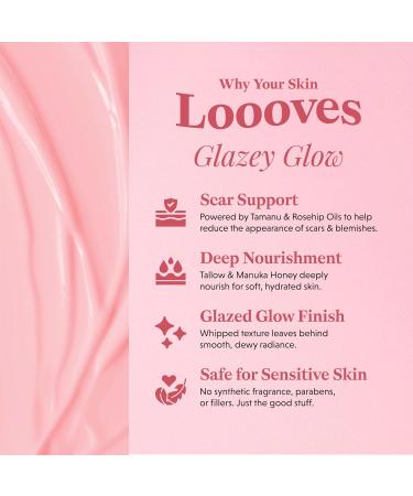 Glazey Glow Beef Tallow & Honey Balm for Skin 100% Grass-Fed Whipped Tallow Moisturizer for Face & Body Deep Hydration for Dry & Sensitive Skin Naturally Scented with Strawberry & Vanilla Oils - Buy Online on GoSupps.com