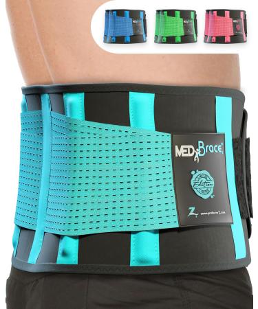 MEDiBrace Back Support Belt Back Brace for Lower Lumbar Pain Relief for Men and Women - Medical Grade Orthopaedic Waist Compression for Sciatica Nerve Scoliosis Disc or Lifting at Work 44" to 51" (112-129cm) 3X-Large Skye Blue