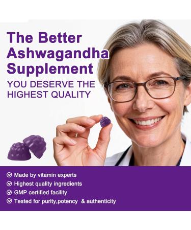 Ashwagandha Gummies & Vitamin D3 Gummies Organic Aswangdha Supplement for Improve Sleep Stress Relief & Mood Calm (Grape Berry Non-GMO Gluten-Free & Sugar Free)-1 Pack Grape 60 Count (Pack of 1) - Buy Online on GoSupps.com