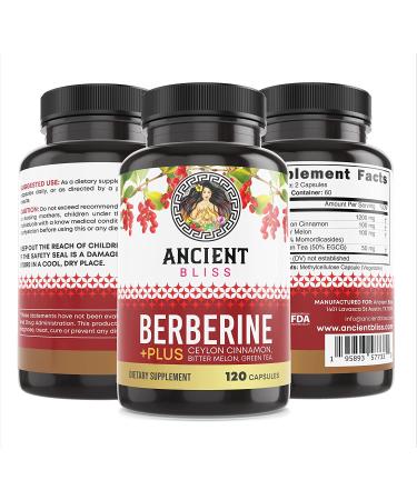 Berberine HCL 1200mg with Ceylon Cinnamon, Bitter Melon & Green Tea Extract - 120 Capsules | Supports Immune System - Buy Online on GoSupps.com
