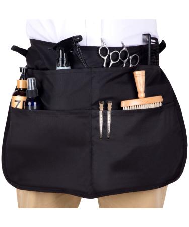 SupplyMaid Waist-Length Waterproof Hair Stylist Apron with 5 Pockets - Bleach-proof Hairdresser Hairstylist Half Waist Aprons for Barber, Salon, Styling, Hair Cutting Accessories, Cosmetology Black